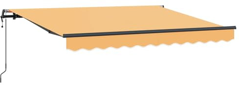 Runheo Tenda da sole retrattile con telaio in alluminio, 450 x 300 cm, resistente ai raggi UV e impermeabile, con braccio articolato, tenda da sole per giardino, balcone