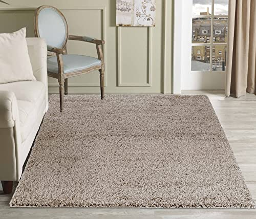 Serdim Rugs Living Room Shaggy Area Rugs, Polypropylene, L.Beige, 160x230cm(5'3x7'7)