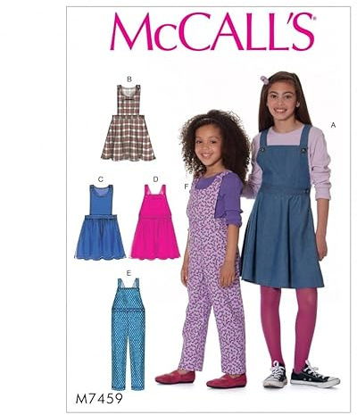 McCall's Girls Easy Sewing Pattern 7459 Pinafore Dresses & Dungaree Overalls