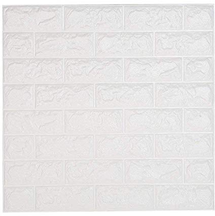 NHSUNRAY Stickers Muraux 3d Brique Papier Peint Brique PE Mousse Imperméable Auto-adhésif Mural DIY Decal Panneau de Couverture pour Chambre Séjour (Blanc, 5 Pièce)