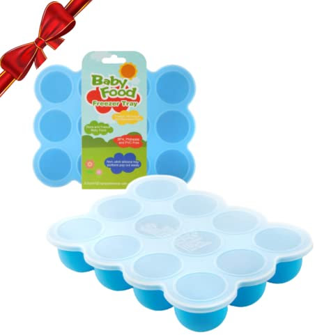 Samuelworld Silikon Babynahrung Aufbewahrung Behälter mit Deckel - BPA-frei, perfekt für Hausgemachte Babynahrung, Gemüse, Obst, Saucen, Eiswürfel und Muttermilch - Wiederverwendbar