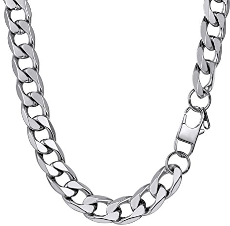 PROSTEEL Herrkedja i rostfritt stål Lång 76 cm, Halskedja Halsband 13 mm, Kedjehalsband för män Curb Link