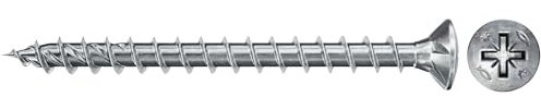 fischer - Vis à bois PowerFast II 3,5x16 Tête fraisée bombée, empreinte PZ, zingué blanc, filetage total/Boite de 500
