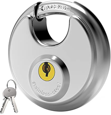 Key Padlock Outdoor, [Waterproof] [Anti Cut] Diyife 70mm Stainless Steel Disc Lock Heavy Duty Padlock Weatherproof with 9.5mm Shackle for Warehouse, Container, Garage, Gate, Shed, Fence (2 Keys)
