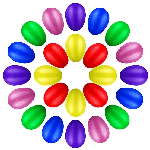24 Pieces Musical Eggs Shakers, Plastic Egg Shakers Colorful Maracas with Miniature Iron Sand for Babies Toddlers Kids (6 Colors)