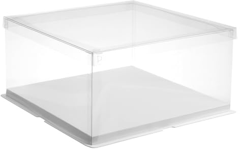 Lurrose 12 Inch Transparent Plastic Birthday Cake Box - Single Layer Dessert Storage Container for Cakes, Pastries, and More