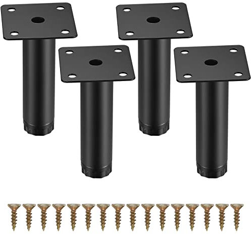 Fulushouxi 4 Pcs Furniture Legs, 4/10cm Adjustable Furniture Support Feet, Metal Sofa Replacement Support Feet Legs for Sofa Table Chair Desk Kitchen Cupboard Cabinets Legs Feet (10CM)