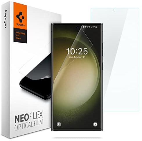 Spigen NeoFlex Skärmskydd kompatibel med Samsung Galaxy S23 Ultra, 2 Stycken, Vatteninstallation, Full Täckning, Responsiv Touch, Case friendly, TPU-film