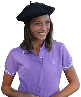 Boina tradicional Gaucho tejida a mano con hilo de algodón, diseño hecho en Argentina, boina para mujer, Negro -, Talla única