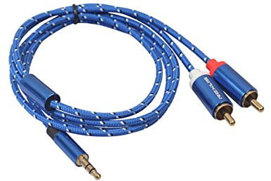 OURECO Câble Audio RCA Câble de 3,5 mm Jack mâle à 2 RCA Câble de séparateur Audio Aux mâle for l'amplificateur TÉLÉPHONE EDIFER Home Theatre Headphone Ligne Audio (Color : Blue, Size : 15m)