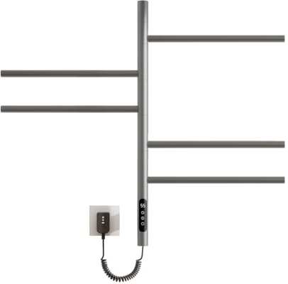 Scaldasalviette Elettrico, Termostato WiFi Smart Scaldasalviette, per Alexa e Google Home e APP, 420x660 mm, Rotazione 180°, Portasciugamani elettrico, Basso Consumo Scaldino Asciugaman-WIFI Grey