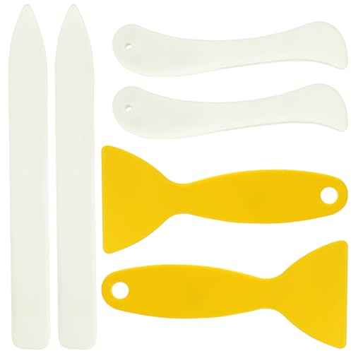 WONVOC 6 Stück Knochenfalter, Faltenmacher, Ritzwerkzeug, Kunststoff-Knochenfalter, Papierfalzer, Faltbuchbinderwerkzeug, Origami-Werkzeuge für Papierbastelarbeiten, Quilten, Lederwaren, Buchbinden