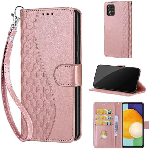 TOMYOU Handyhülle für Samsung Galaxy A53 5G Hülle, Roségold | Stoßfeste Flip Schutzhülle, Kartenfächer, Standfunktion,Magnetisch, Kunstleder, Klappbar Brieftasche