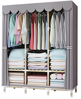 EsEntL Offener Kleiderschrank, Stabiler Heim-Multifunktions-Kleiderschrank, Kreativität, tragbarer Stoff-Kleiderschrank, Stabiler Eck-Kleiderschrank, 126 x 170 x 45 cm (Größe: 126 x 170 x 45 cm, FA