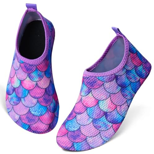 TMEOG Badeschuhe Kinder Wasserschuhe Kleinkind Aquaschuhe rutschfeste Schwimmschuhe Schnell Trocknend Strandschuhe Surfschuhe Badeschuhe für Kinder Jungen Mädchen