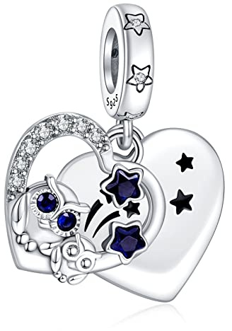 Rimgoris 925 Sterling Silber Charm für Frauen Armbänder Halskette Infinity Herz Familie Verschluss Sicherheitskette Hund Druck&Knochen Münze Familie&Freund für immer Freundschaft Heißluftballon Haus