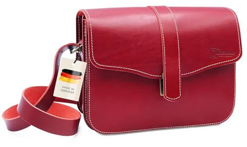 Thielemann Handtasche Damen Léon Made in Germany, aus extra starkem Leder Tasche zum Umhängen, Crossbody Bag Frauen, rote Umhängetasche