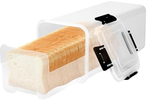 Bread Box with Airtight Lid,Fresh Bread Storage Container,BPA-Free Plastic Loaf Bread Keeper with Tray,Clear Sandwich Bread Dispenser for Homemade Bread,Toast,Bagel,Donut (With drawer)