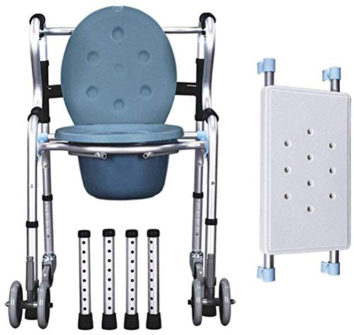Nachttoilettenstuhl, multifunktionaler mobiler Toilettenstuhl mit Rädern, höhenverstellbarer Dusch-/Badestuhl oder für ältere, behinderte Erwachsene (Farbe: 1, Größe: ohne Sitzplat