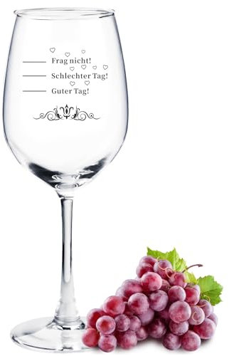 Weihnachtsgeschenke für Frauen,Lustige Geschenke Weinglas mit Gravur,Nikolaus Geschenke für Frauen Männer auf Geburtstage Weihnachten-Frag nicht! Schlechter Tag ! Guter Tag!