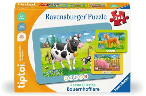 Ravensburger tiptoi Puzzle 00229-3 erste Puzzles: Bauernhoftiere, niedliche Rahmenpuzzles für Kinder ab 2 Jahren