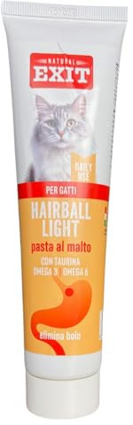 Natural Exit - Malzpaste für Katzen, Anti-Bolo Paste für Katzen, Ergänzungsfutter mit Taurin Omega 2 und Omega 6, Hairball Light, Tube mit 75 Gramm