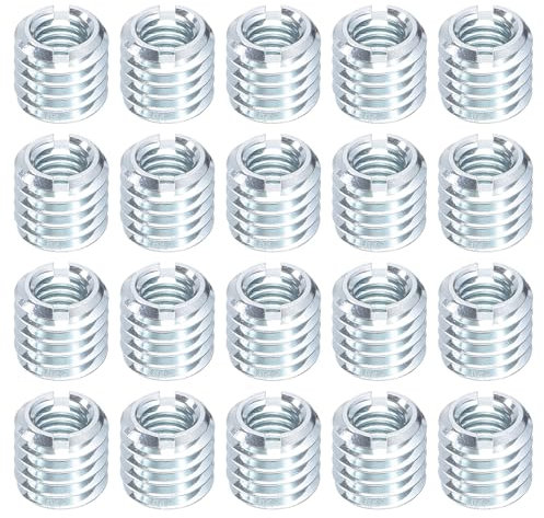 sourcing map 20Pcs Threaded Inserts, M6-1x9.5 & 3/8-16x3/8 Zinc Plated Carbon Steel Thread Sleeves Thread Repair Insert for Mechanical Equipment