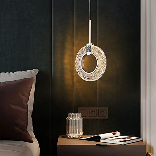 Jewelry, Luces Colgantes de LED círculo luminaria de suspensión de Aluminio con Sombra acrílica de Techo Colgante Ajustable Accesorio de Techo de lámpara de Metal escaleras de iluminación Moderna
