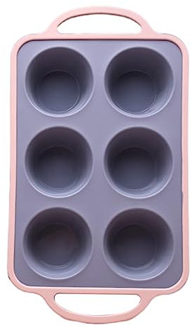 Moule à gâteau en silicone 6 tasses Moule à gâteau en silicone 6 tasses Modèle de cupcake Moule à aux muffins avec poignée Antiadhésif Résistant à la chaleur Dégagement facile Nettoyage facile Rose/37