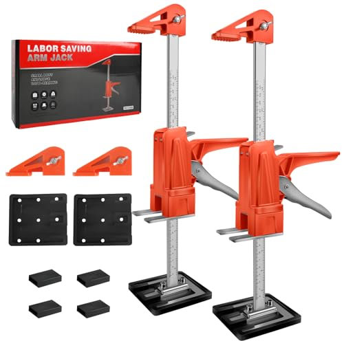 ConBlom Labor Saving Arm Jack 2 Pack, Hand Lifting Tool Jack, 15.5 Inch Height Adjustment Lifting Device, Door And Wooden Panel Lifting Cabinet Board Lifter, Load-Bearing 440LBS