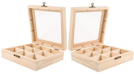 Hoement 2pcs Wooden Tea Bag Tidy Holder Organizer Storage Box Teabag Container Wooden Compartment Small Portable