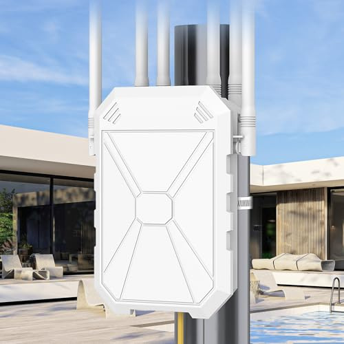AX1800 Ripetitore WiFi Potente Esterno, 5GHz e 2,4GHz Amplificatore Wifi Con 6 Antenne, WiFi Extender, Resistente Agli Agenti Atmosferici IP67, Passivo PoE, Porta Gigabit Ethernet, Per Cortile