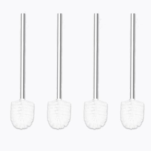 deegbbyi 4 Pezzi Scopini per WC, Scopino in Acciaio Inox, Scopini per Wc per Uso Domestico, Scopino di ricambio per WC, Scopettino Bagno Durevole e Lgienico, per Una Pulizia Profonda (Bianco)