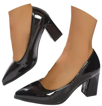 Escarpins à bout compensé pour femme - Avec talon bloc - Chaussures hautes - Épais - Chaussures traditionnelles - Pour le bureau - Talons hauts - Tendance - Loisirs - Chaussures de mariage, Noir , 39