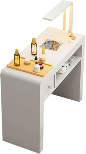 Manikyrbord för naglar, modernt nagelbord med dammsamlare och LED-lampa, perfekt för skönhetstjänster och hemmavård av naglar
