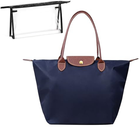 Vexaflow Schultertasche für Damen, Nylon Handtasche mit Tragegriff Oben, Damenmodetasche Set 2-in-1, Faltbare Schulhandtasche, 1 Umhängetasche, 1 Kosmetiktasche, für Schule & Reise, Alltag