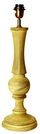 Tischleuchte Holz Back Street Antik Beige Gewischt 430107 Höhe 45cm