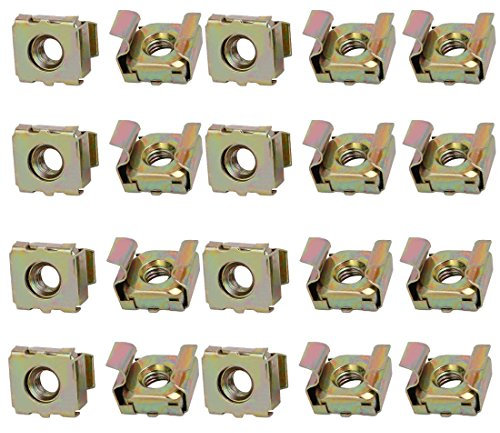 Sourcingmap 20pcs M5 Carbon Steel Captive Cage Nut Brass Tone for Server Shelf Cabinet