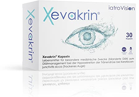 Xevakrin® 30 Stk. Kapseln gegen trockene Augen und gereizte Augen - Alternative zu Augentropfen - Ohne Konservierungsstoffe - Mit natürlichen Substanzen - Klinisch geprüft