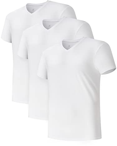 DAVID ARCHY Men's Undershirts, Ultra Soft Micro Modal T-Shirts, 3-Pack | Cool, Lightweight, Stretchy, Moisture-Wicking, Crewneck or V-Neck, Smooth Under Dress Shirts for Work and Daily Wear
