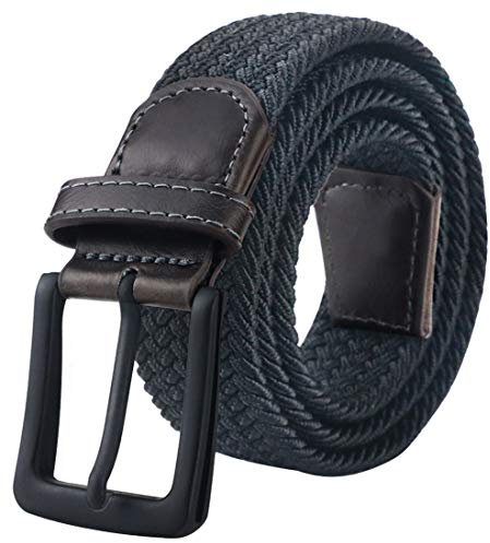 maikun Elastic Mens Belt, Braided Stretch Woven Belts for Men for Work,Golf and Jeans. Color Black,Length 51