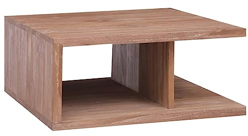 vidaXL Teak Massiv Couchtisch mit C-förmigem Design Kolonialstil Wohnzimmertisch Beistelltisch Kaffeetisch Tisch Holztisch Teetisch 70x70x30cm