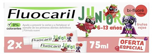 FLUOCARIL Junior Gel Frutos Rojos, Blanco, 75 ml (Paquete de 2)