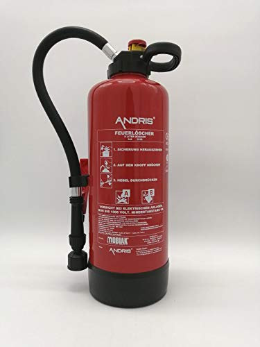 Sonderposten Aufladefeuerlöscher von ANDRIS® 6L AB Schaum, hochwertiger & starker Partner 34A 233B, EN 3 inkl. Wandhalterung, Standfuß & Orig. ANDRIS® Prüfnachweis für 2 Jahre