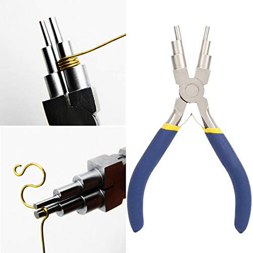Pinze per gioielli, 6 in 1 punta tonda 6 sezioni in lega di Fe-ni Perle e pinze per gioielli Pinze antiscivolo e durevoli per gemme per la riparazione di gioielli, produzione, ecc. 150 mm / 5,9 pollic
