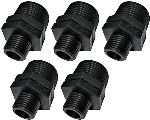 Aerzetix - C51975 - Set di 5 riduzioni per avvitare Maschio/Maschio - Filettatura 1 x1/2'' - in plastica - nippli ridotti con Raccordo filettato - PN 10 Bar