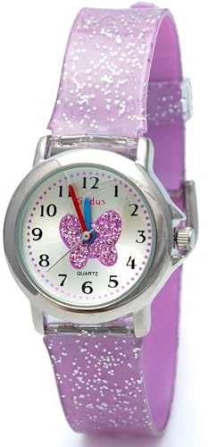 Kiddus Orologio Bambina, Analogico a partire da 4 anni, Regalo per Bambine con Glitter, Contiene Esercizi per Imparare a Leggere L'ora, Aprendimento Bimba