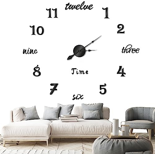 ELFA OROLOGI Orologio da Parete Moderno Adesivo con Diametro Regolabile fino a 100cm - Orologio da Muro Grande Silenzioso e Facile da Montare - Ideale per Casa Soggiorno Camera da Letto Ufficio