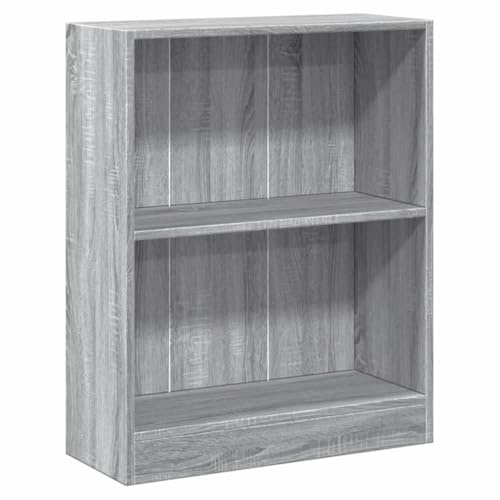 Makastle Bücherregal 2-stöckige Aufbewahrungsregal Büroregal Display Regal Standregal für Home-Office Wohnzimmer, Raumteiler, Grau Sonoma 60x24x74,5 cm Holzwerkstoff