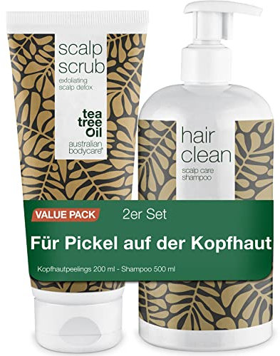 2 Products for greasy hair | 500 ml deep cleansing shampoo with tea tree oil and 200 ml scalp scrub that removes excess sebum and bacteria